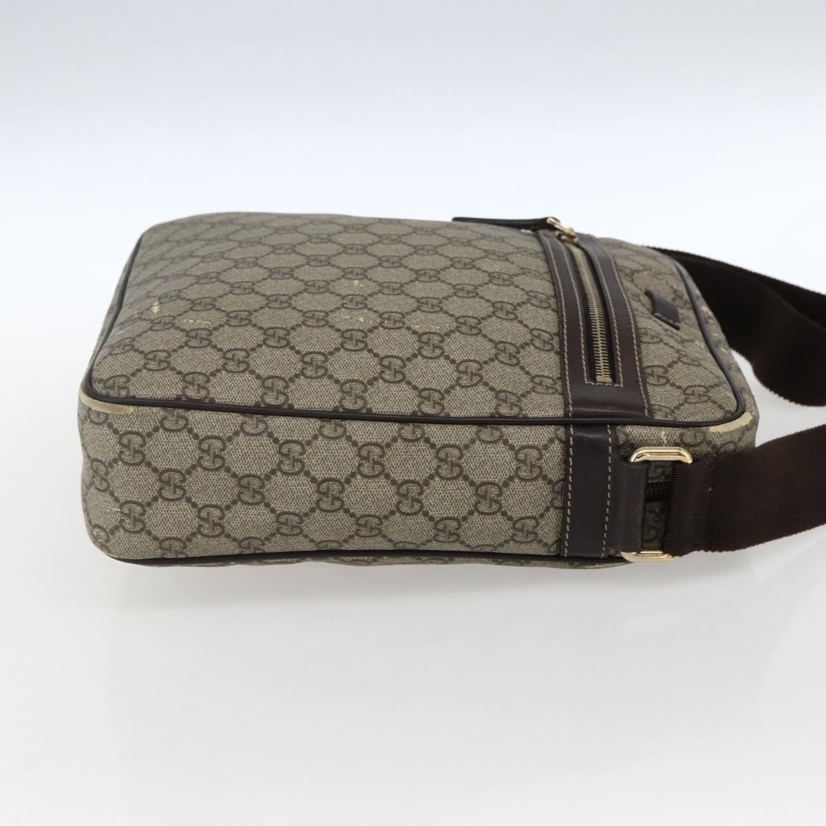 GUCCI GG Supreme Shoulder Bag PVC Beige Gold 201448 Auth ti3728