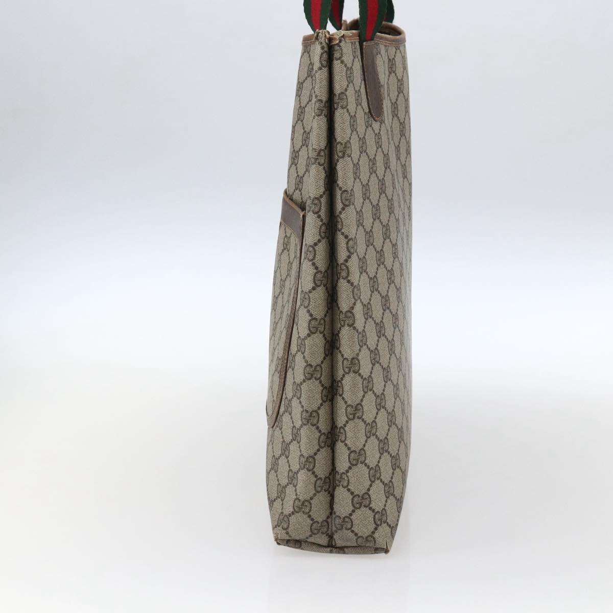 GUCCI GG Supreme Web Sherry Line Tote Bag PVC Beige Gold 16 002 4487 Auth ti3729