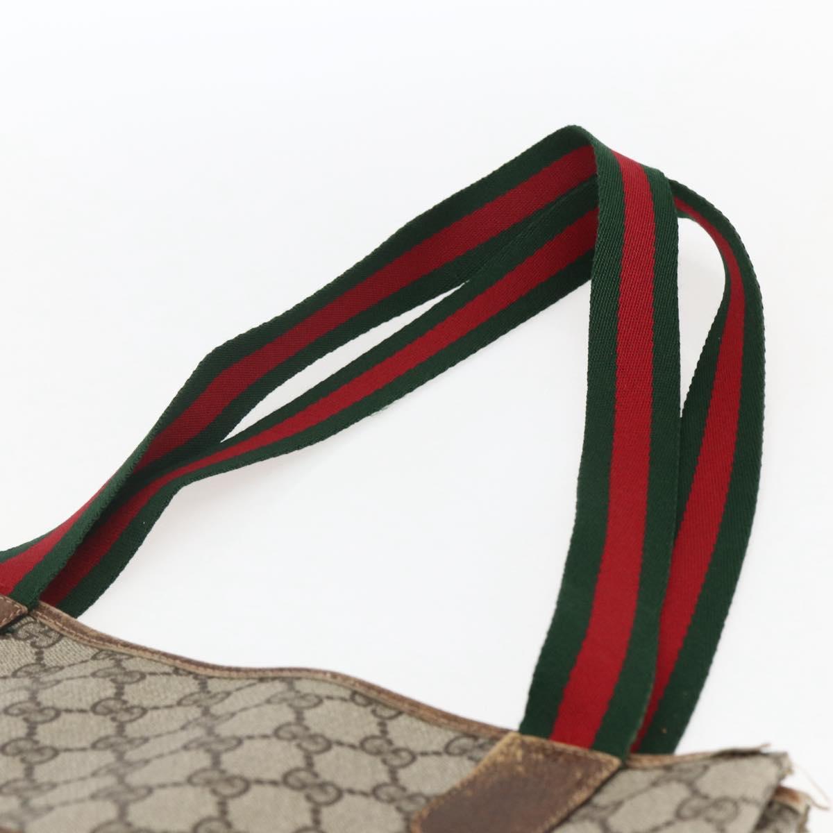 GUCCI GG Supreme Web Sherry Line Tote Bag PVC Beige Gold 16 002 4487 Auth ti3729
