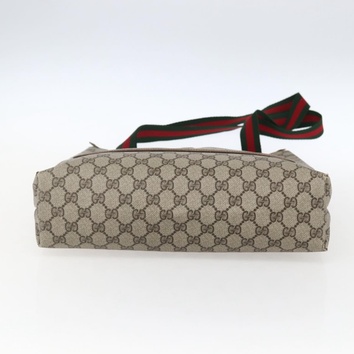 GUCCI GG Supreme Web Sherry Line Tote Bag PVC Beige Gold 16 002 4487 Auth ti3729
