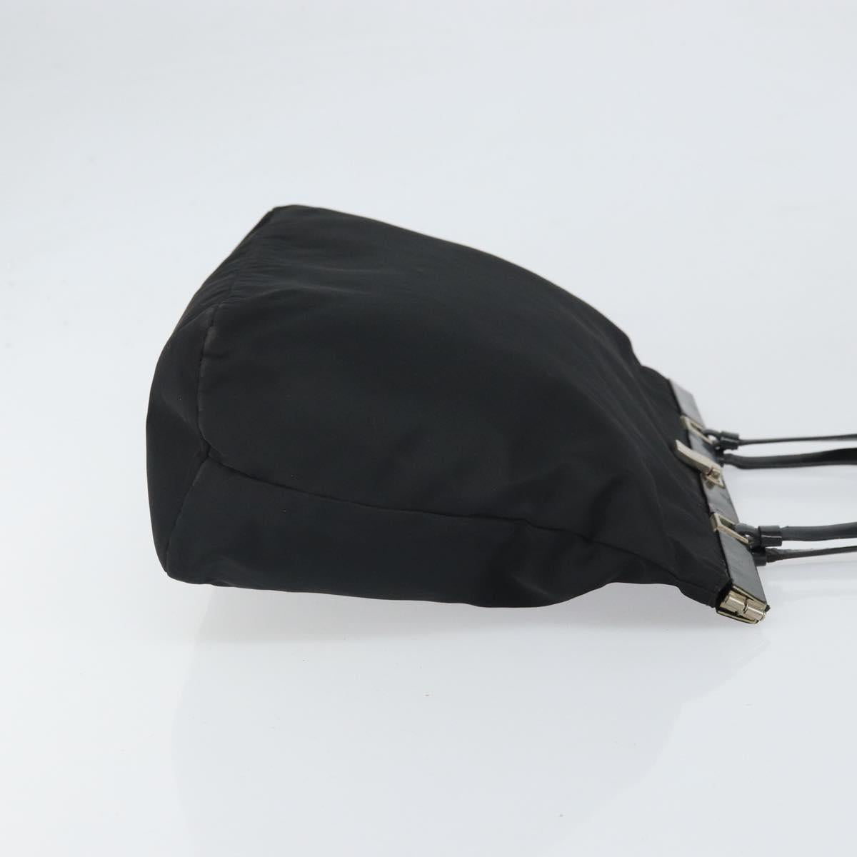 PRADA Tote Bag Nylon Black Silver Auth ti3730