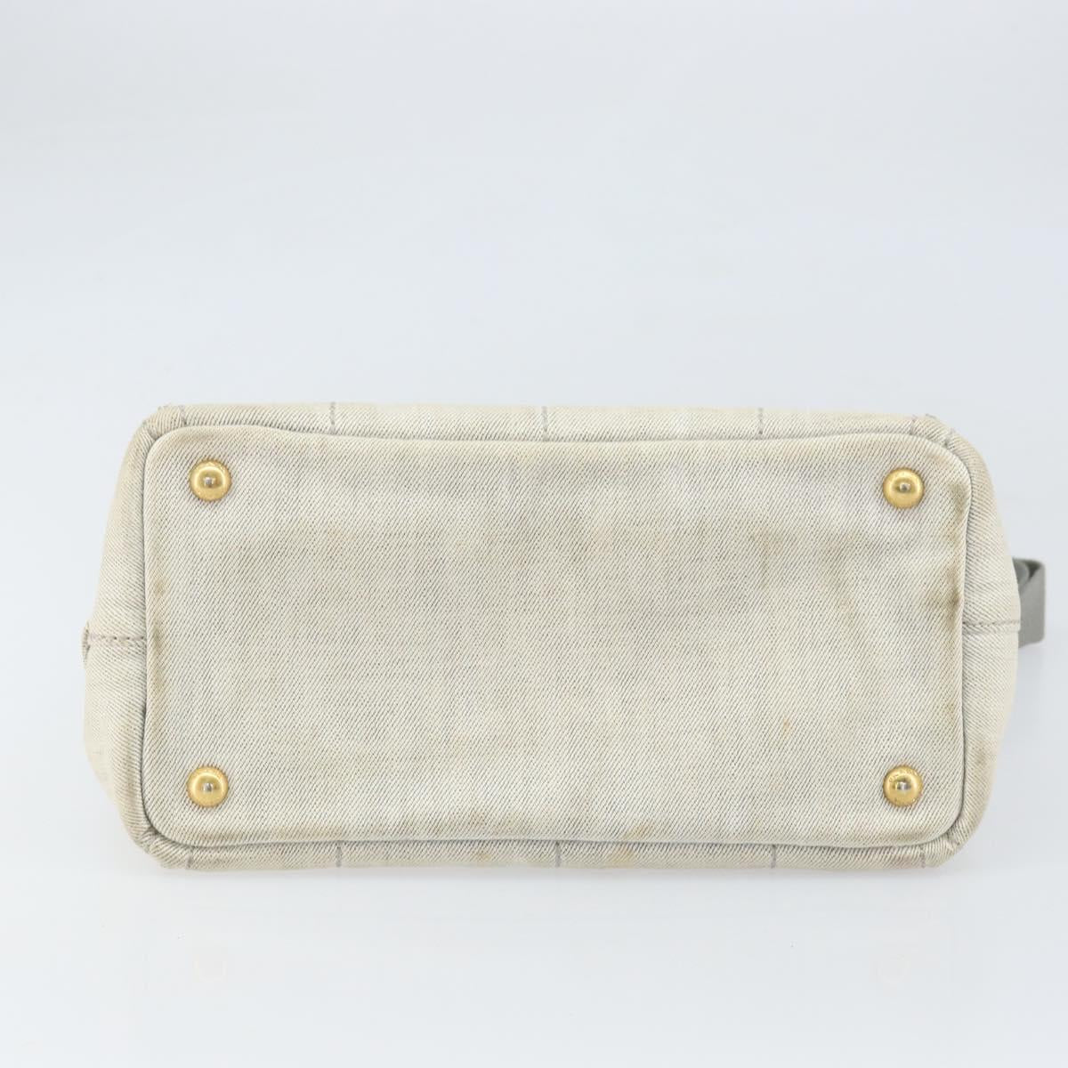 PRADA Canapa PM Hand Bag Canvas 2way Gray Gold Auth ti3731