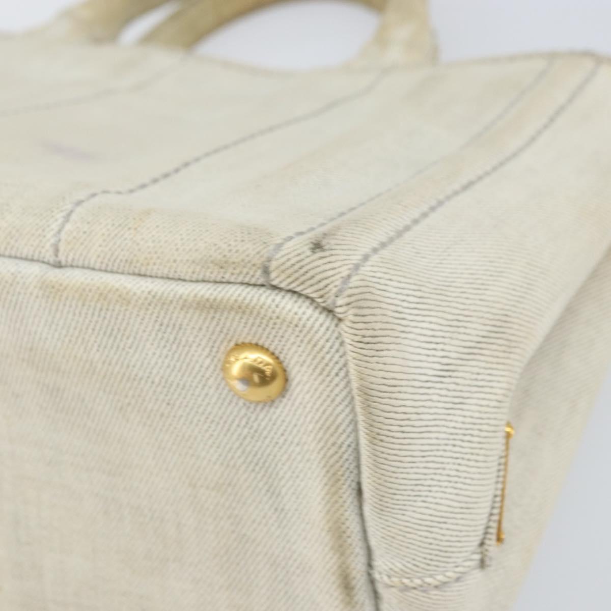PRADA Canapa PM Hand Bag Canvas 2way Gray Gold Auth ti3731