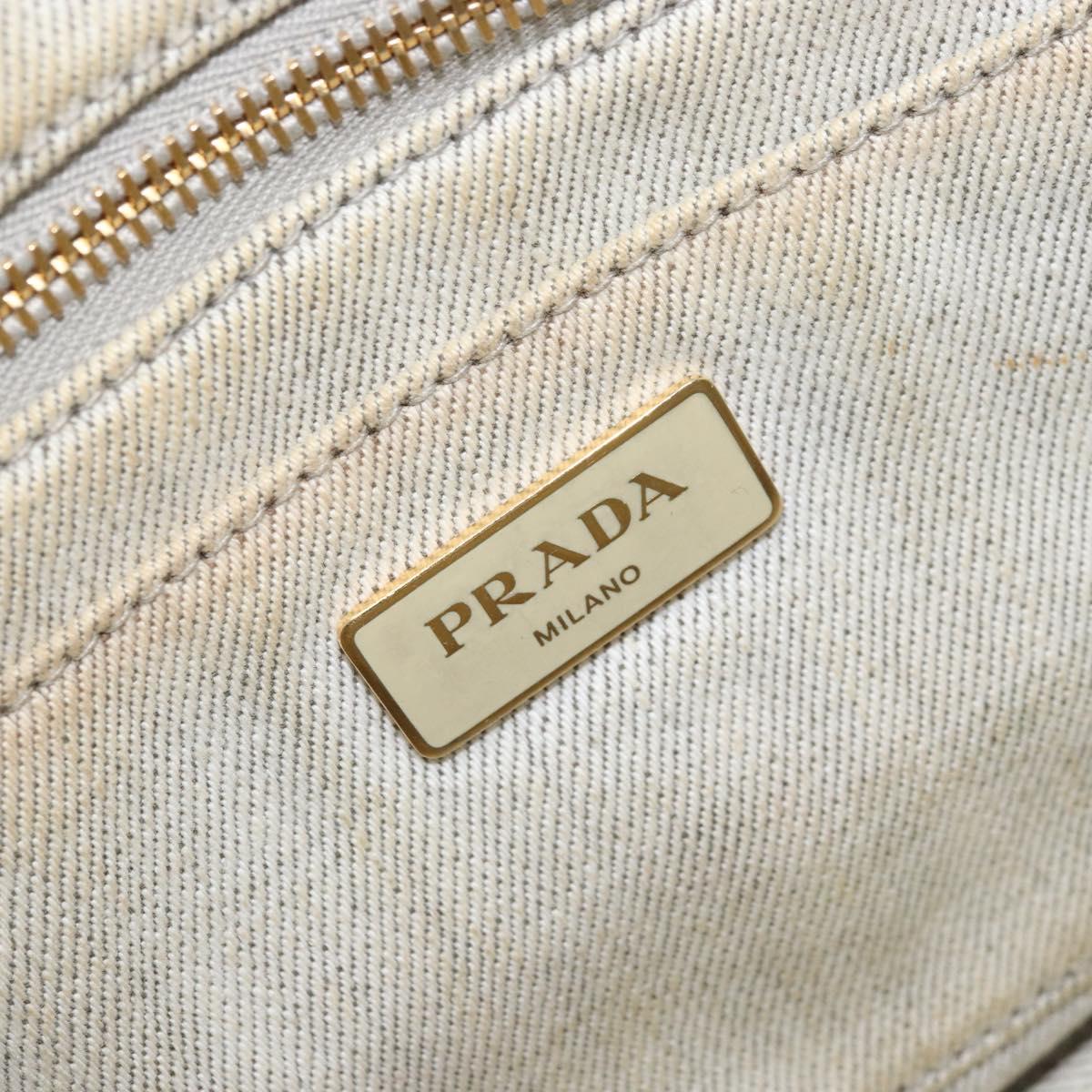 PRADA Canapa PM Hand Bag Canvas 2way Gray Gold Auth ti3731