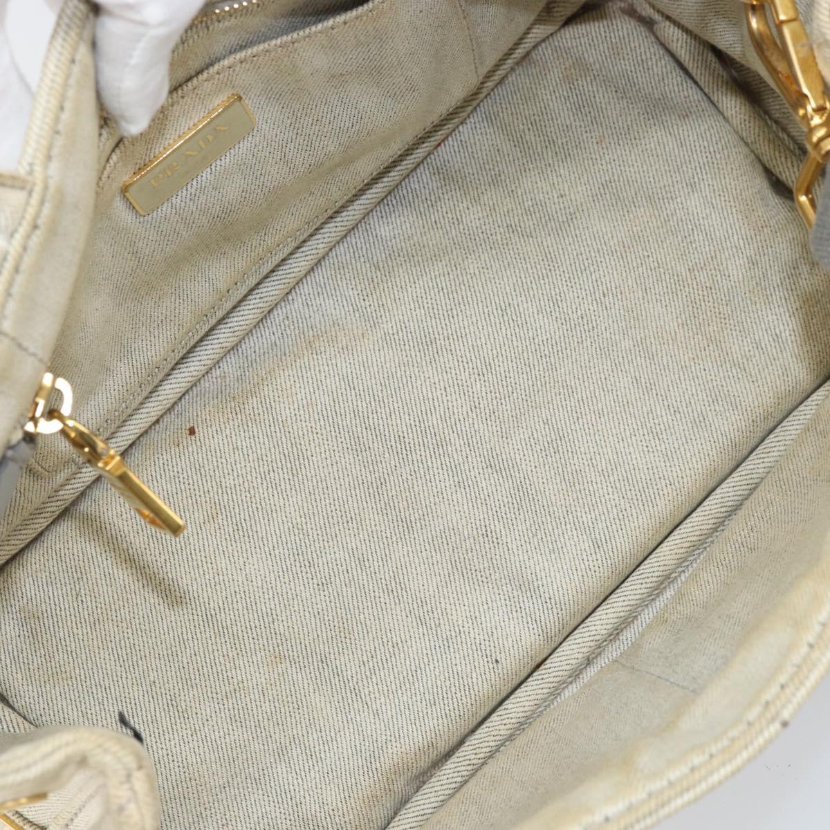 PRADA Canapa PM Hand Bag Canvas 2way Gray Gold Auth ti3731