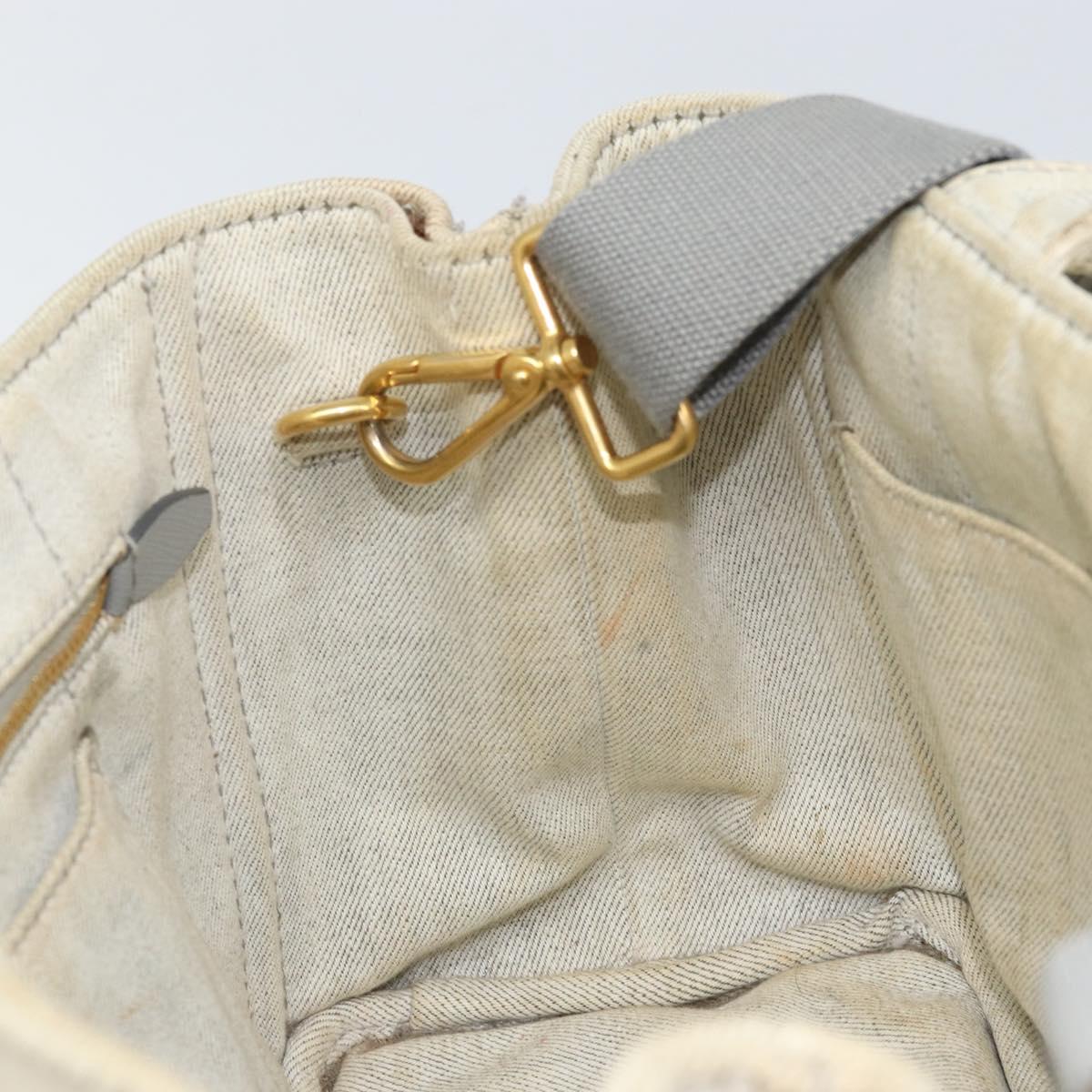 PRADA Canapa PM Hand Bag Canvas 2way Gray Gold Auth ti3731