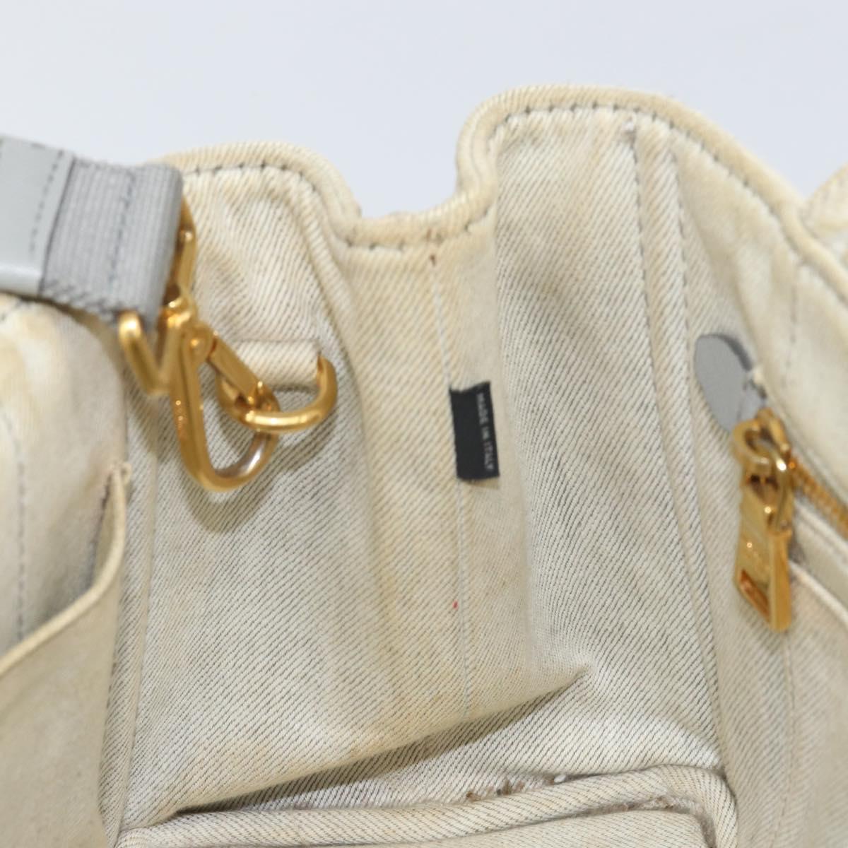 PRADA Canapa PM Hand Bag Canvas 2way Gray Gold Auth ti3731