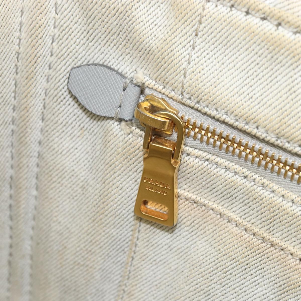 PRADA Canapa PM Hand Bag Canvas 2way Gray Gold Auth ti3731