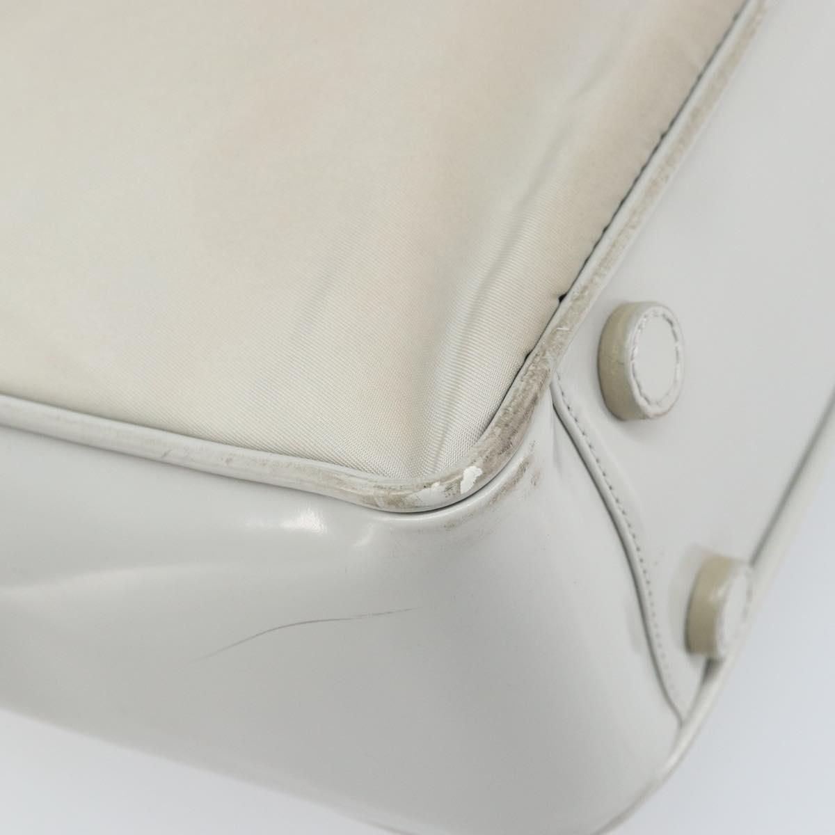 PRADA Tote Bag Nylon Leather Gray Silver Auth ti3737
