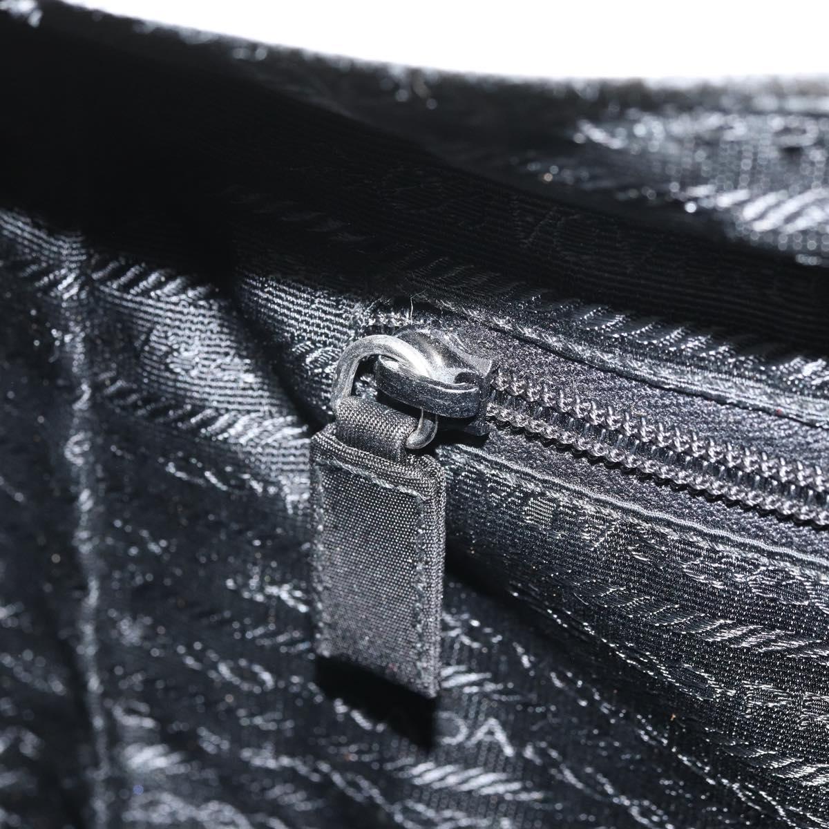 PRADA Tote Bag Nylon Leather Gray Silver Auth ti3737