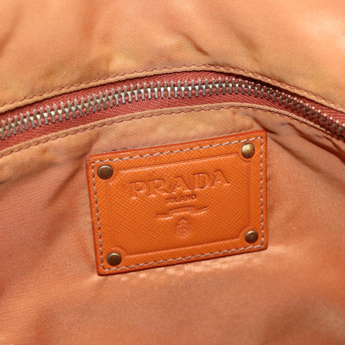 PRADA Tote Bag Nylon Leather Khaki Gold Auth ti3738