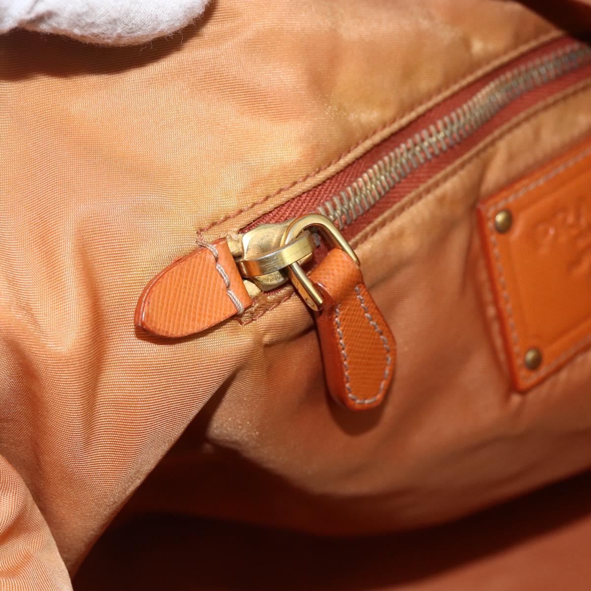 PRADA Tote Bag Nylon Leather Khaki Gold Auth ti3738