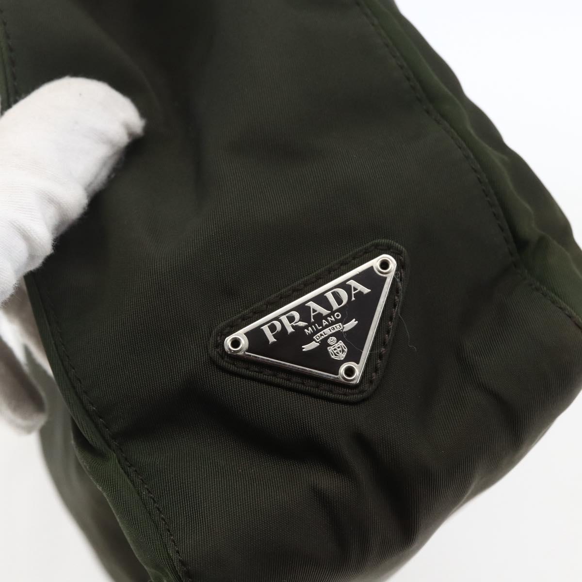 PRADA Shoulder Bag Nylon Plastic Leather Khaki Auth ti3739