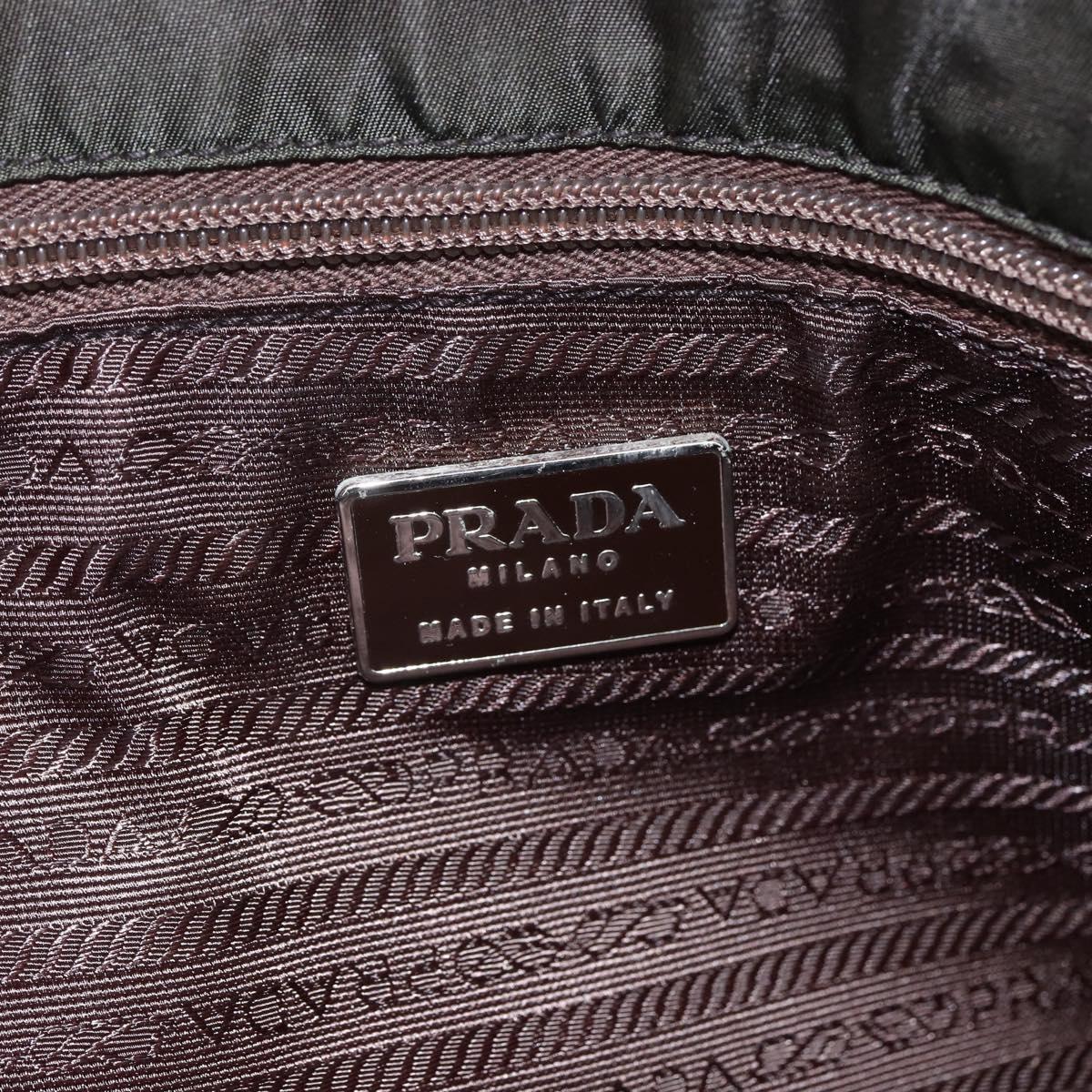 PRADA Shoulder Bag Nylon Plastic Leather Khaki Auth ti3739