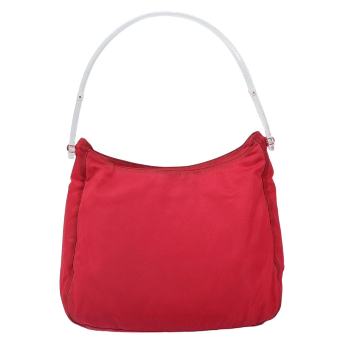 PRADA Tote Bag Nylon plastic Red Auth ti3740