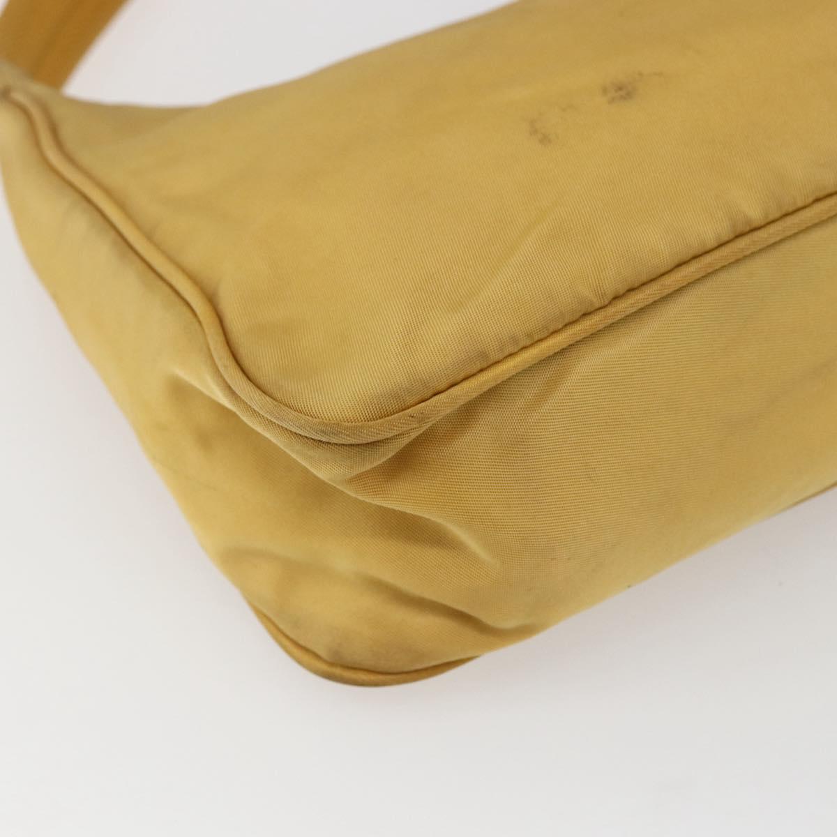 PRADA Hand Bag Nylon Yellow Silver Auth ti3741