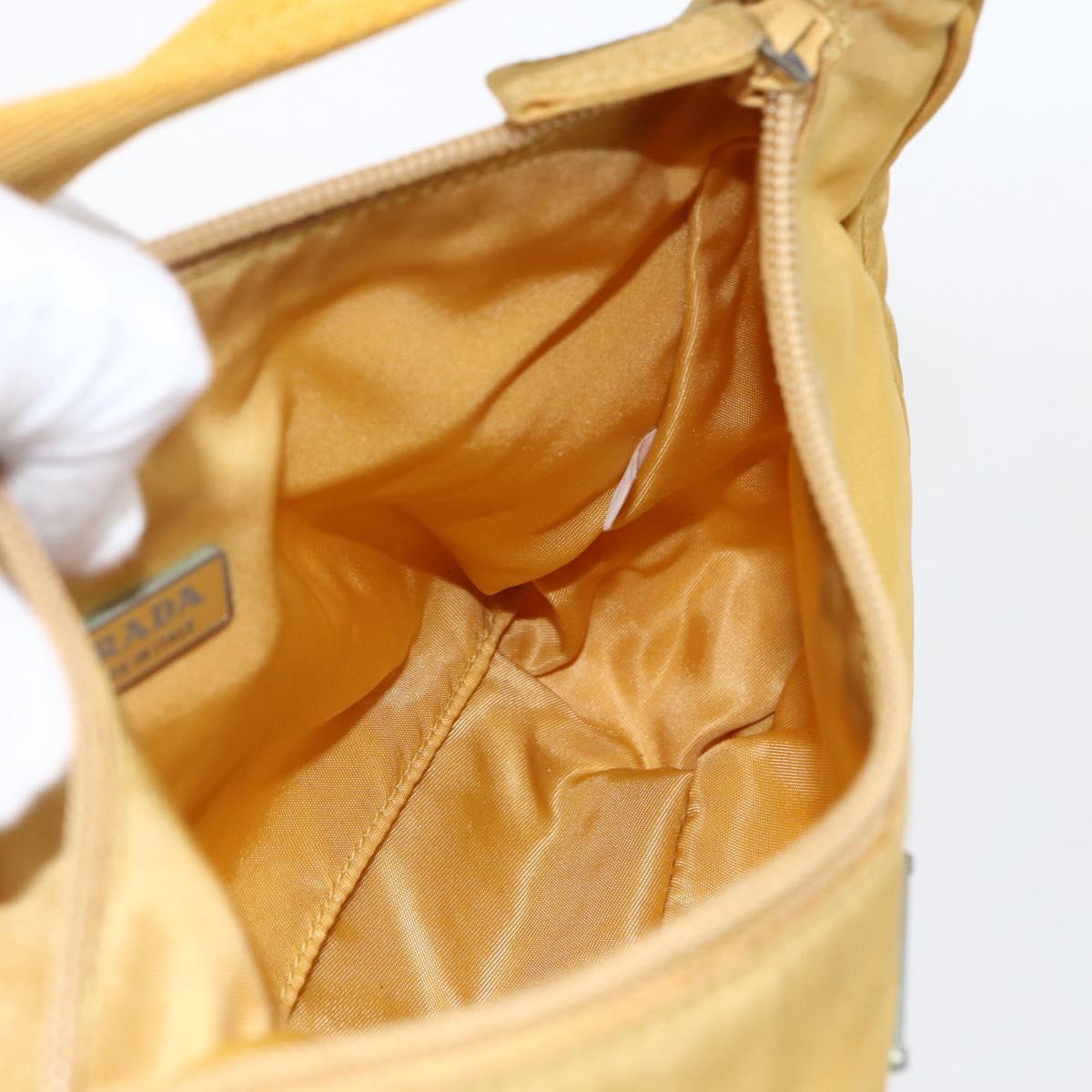 PRADA Hand Bag Nylon Yellow Silver Auth ti3741