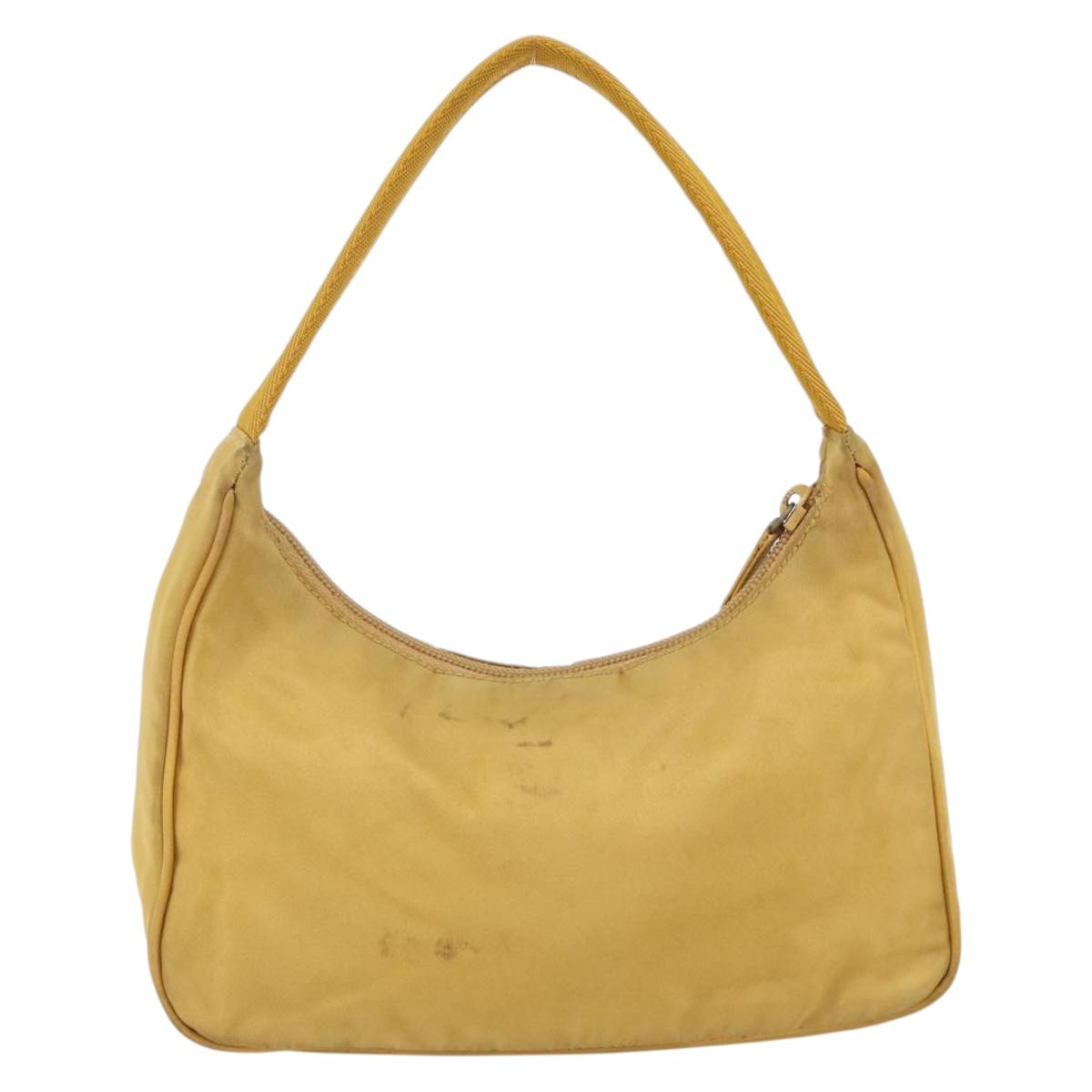 PRADA Hand Bag Nylon Yellow Silver Auth ti3741