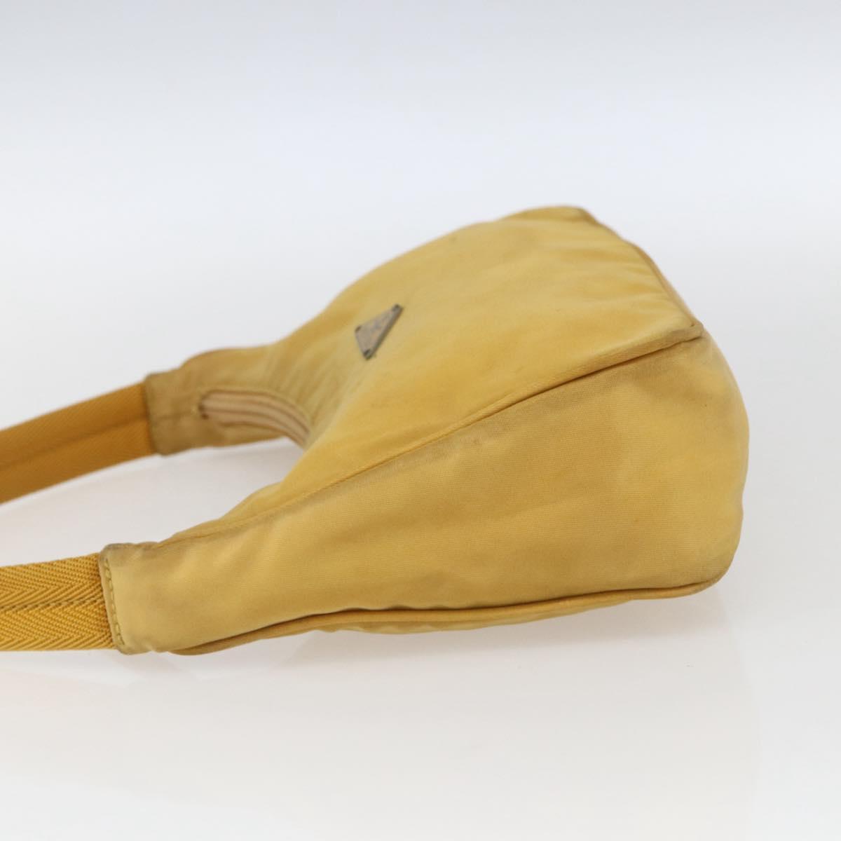 PRADA Hand Bag Nylon Yellow Silver Auth ti3741