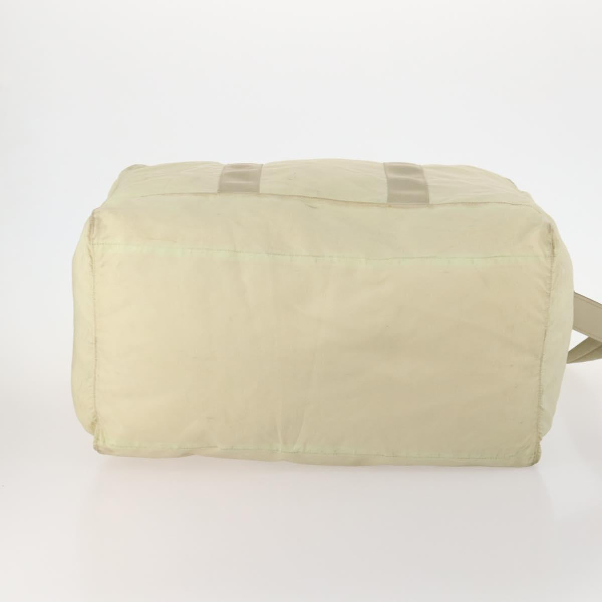 PRADA Boston Bag Nylon Cream Beige Auth ti3742