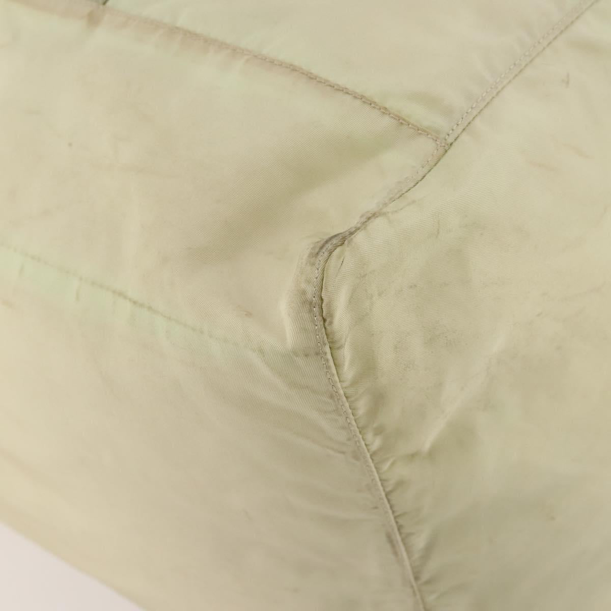 PRADA Boston Bag Nylon Cream Beige Auth ti3742