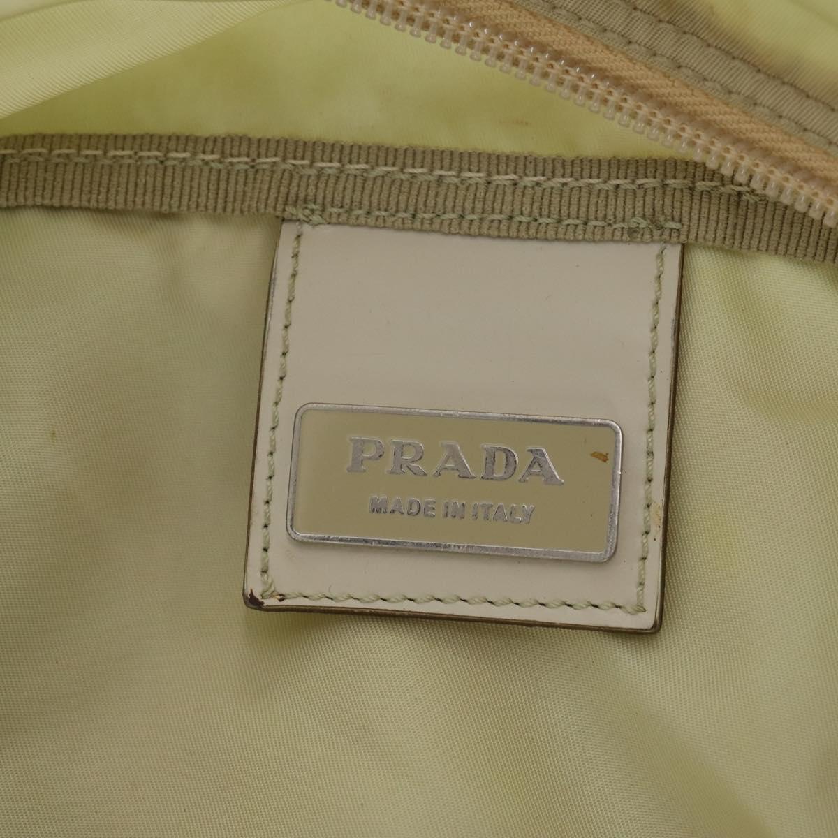 PRADA Boston Bag Nylon Cream Beige Auth ti3742
