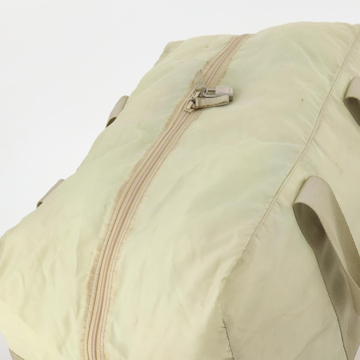PRADA Boston Bag Nylon Cream Beige Auth ti3742