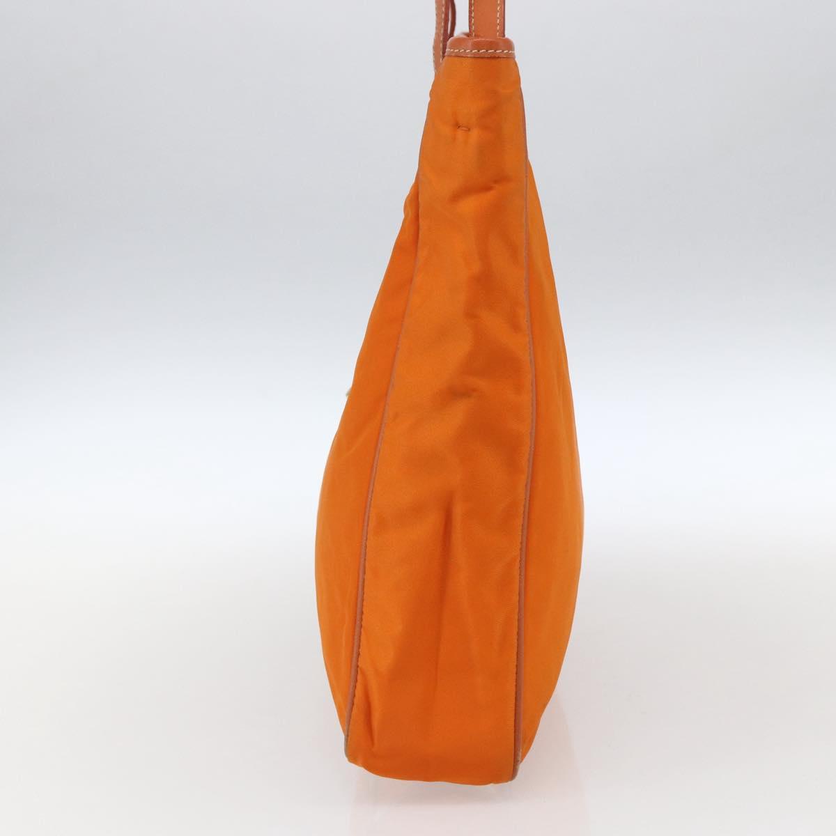PRADA Tote Bag Nylon Leather Orange Gold Auth ti3743