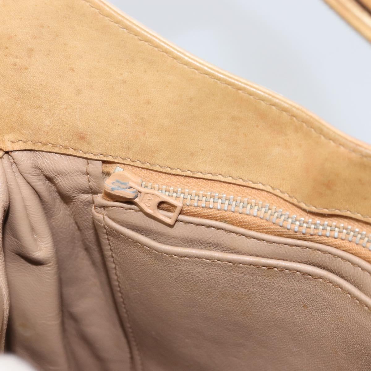 GUCCI Shoulder Bag Leather Beige Gold 007 112 0094 Auth ti3745