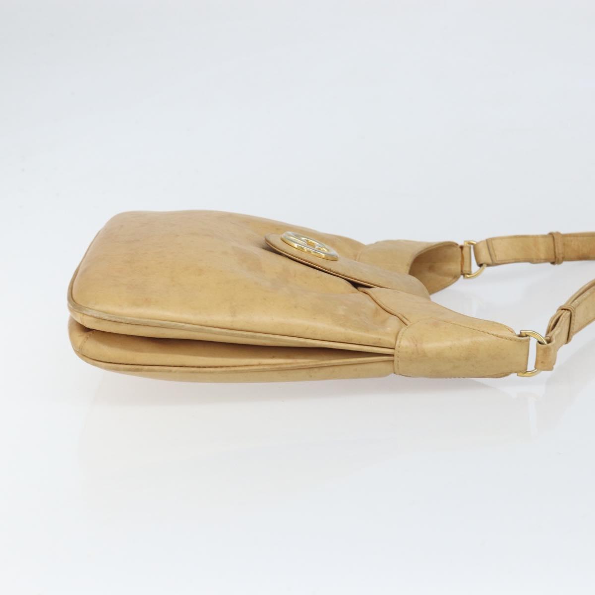 GUCCI Shoulder Bag Leather Beige Gold 007 112 0094 Auth ti3745