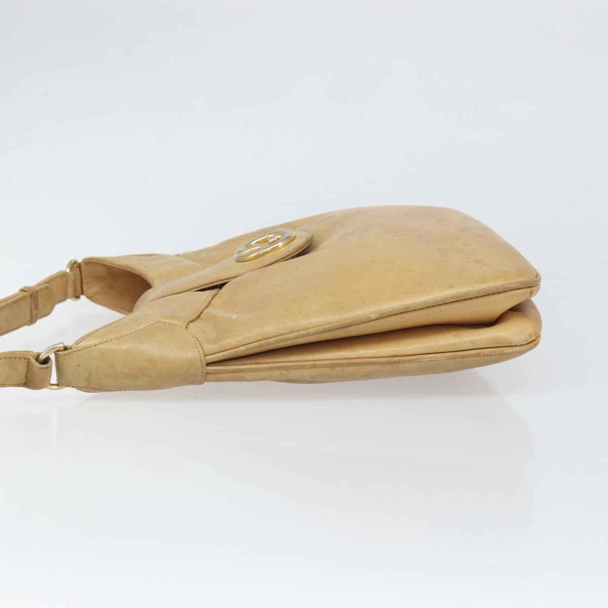 GUCCI Shoulder Bag Leather Beige Gold 007 112 0094 Auth ti3745
