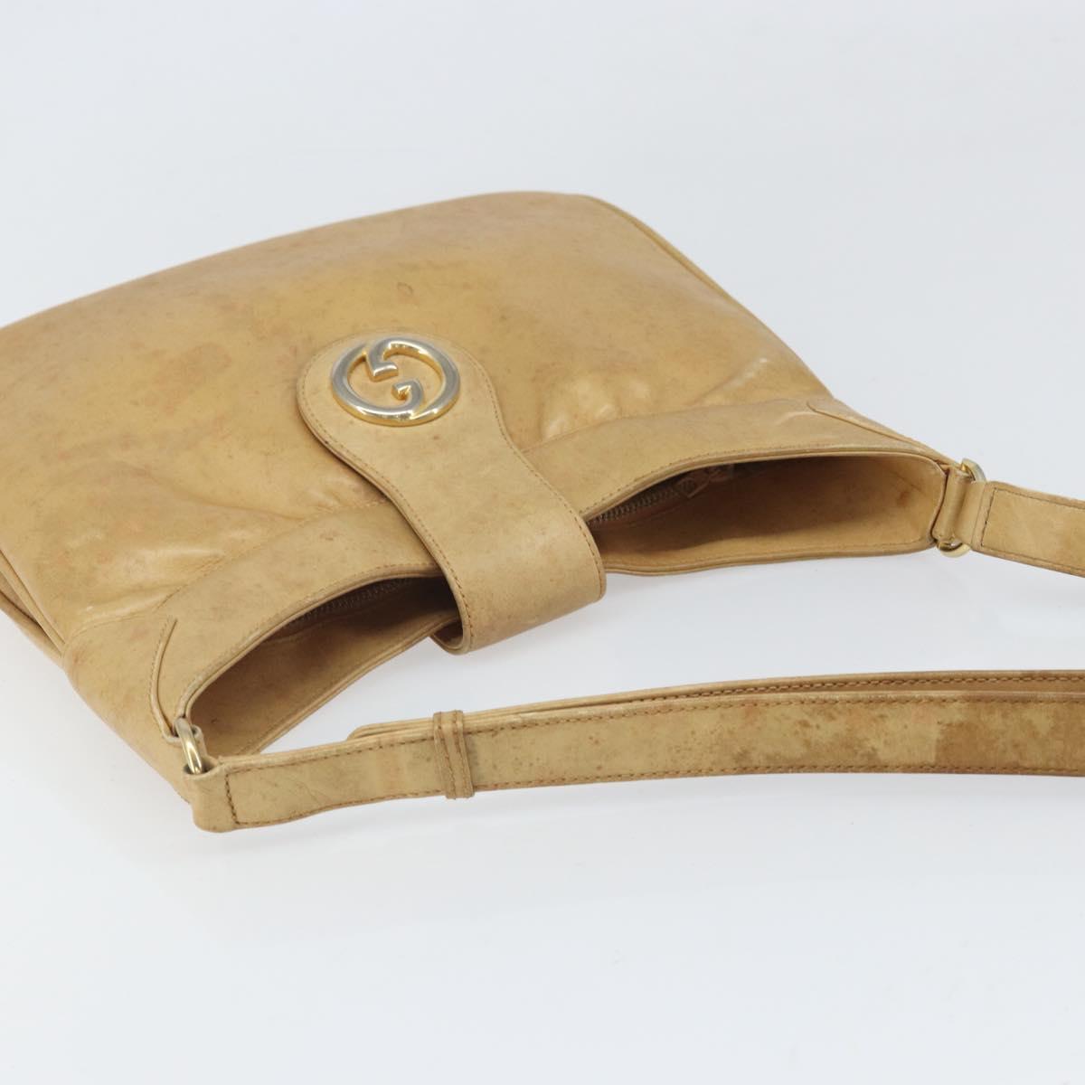GUCCI Shoulder Bag Leather Beige Gold 007 112 0094 Auth ti3745