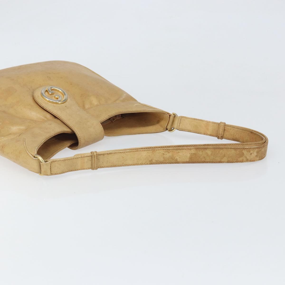 GUCCI Shoulder Bag Leather Beige Gold 007 112 0094 Auth ti3745