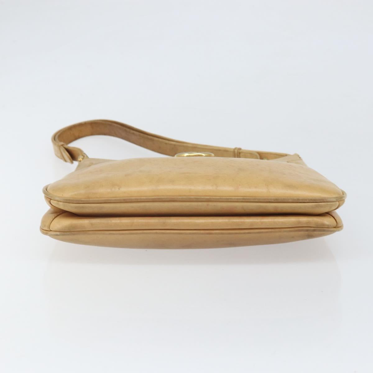 GUCCI Shoulder Bag Leather Beige Gold 007 112 0094 Auth ti3745