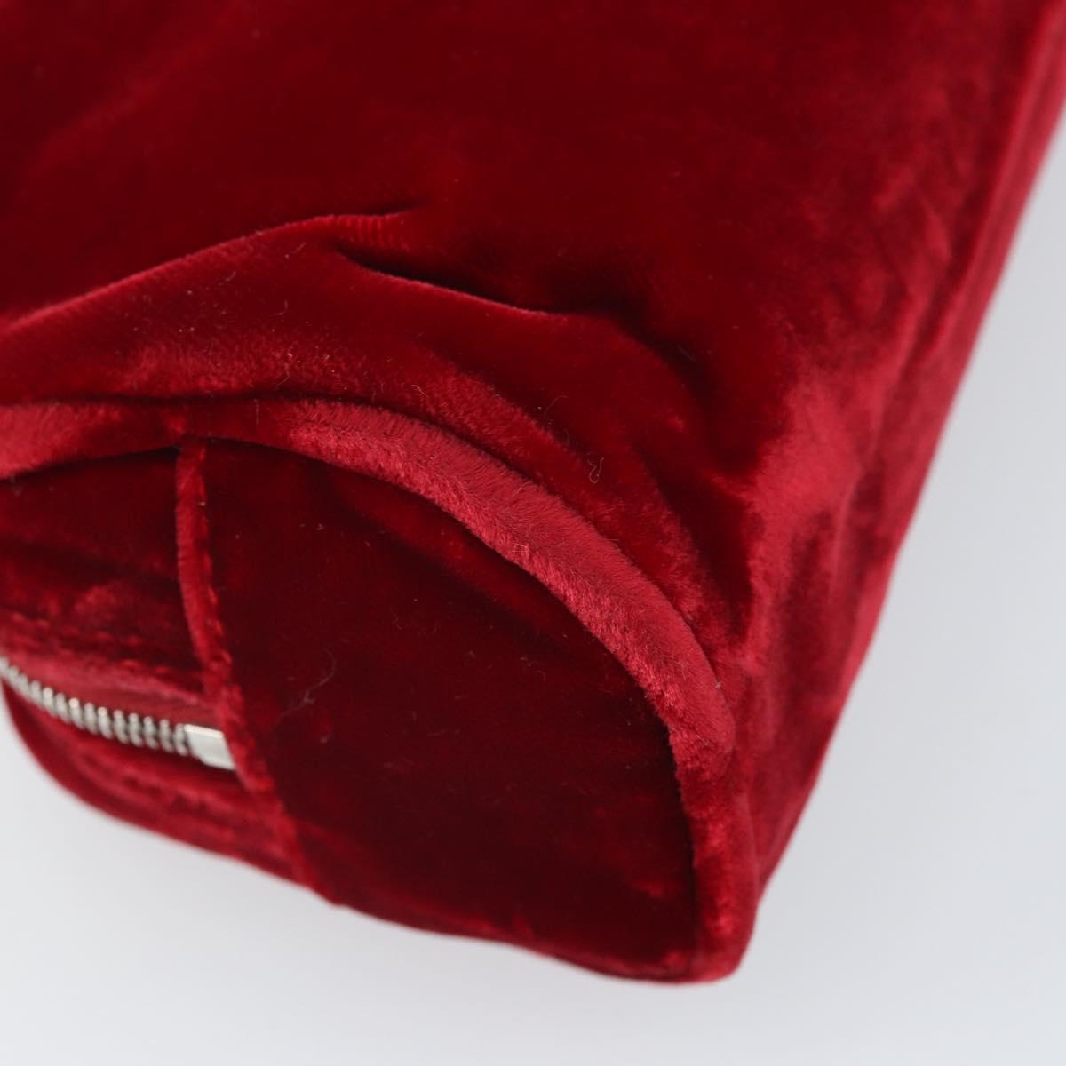 FENDI Pouch Velor Red Silver Auth ti3746
