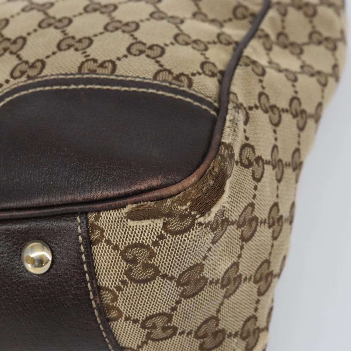 GUCCI GG Canvas Web Sherry Line Tote Bag Beige Gold 163805 Auth ti3747