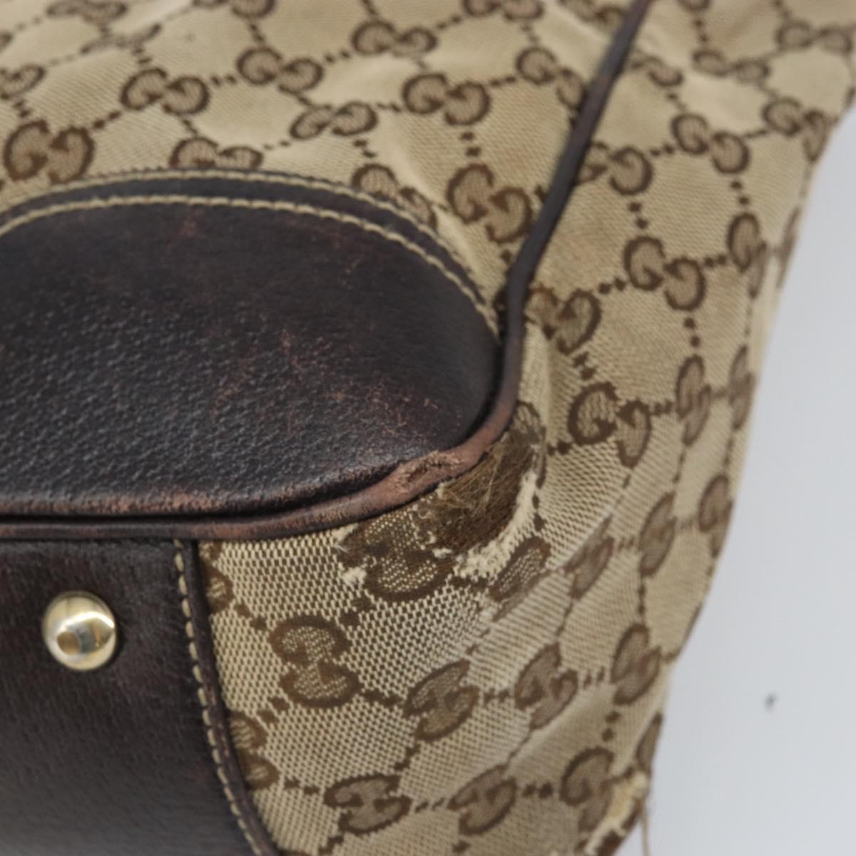 GUCCI GG Canvas Web Sherry Line Tote Bag Beige Gold 163805 Auth ti3747