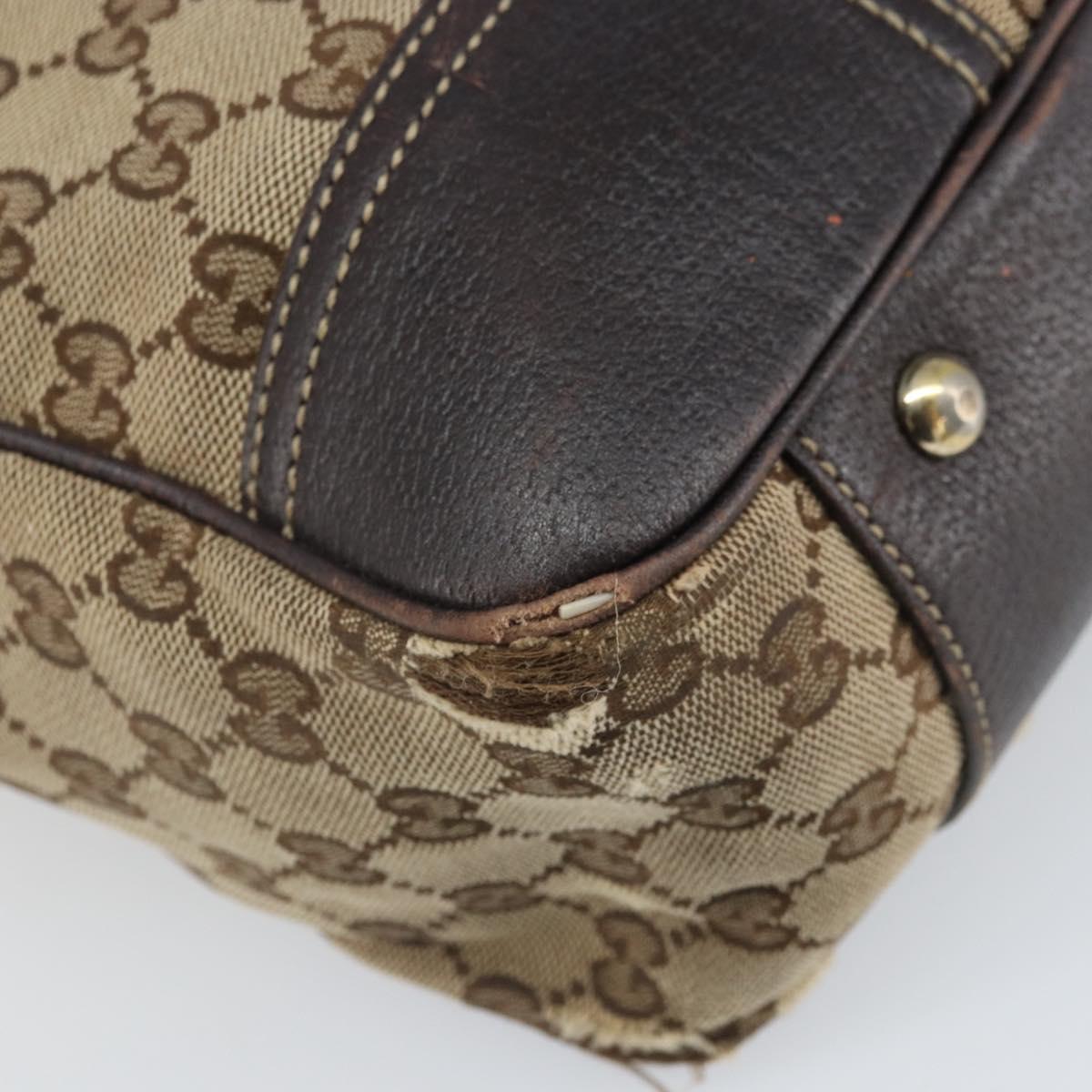 GUCCI GG Canvas Web Sherry Line Tote Bag Beige Gold 163805 Auth ti3747