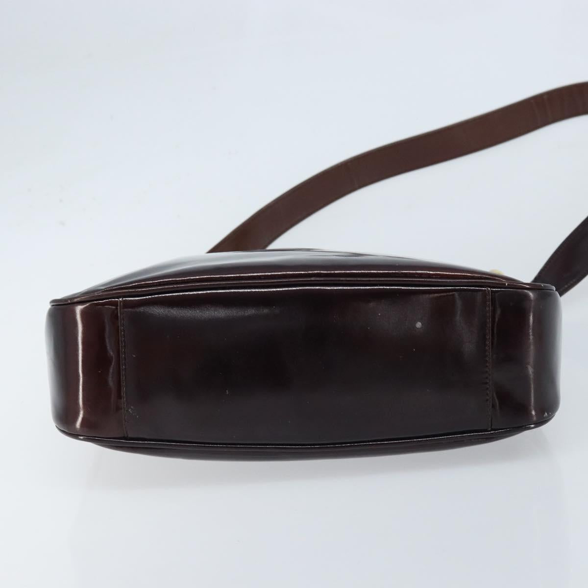 GUCCI Bamboo Hand Bag Patent leather 2way Brown Gold 001 1705 1638 Auth ti3749