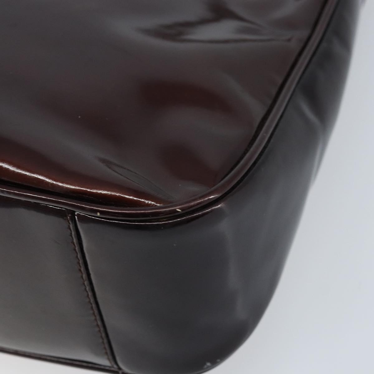 GUCCI Bamboo Hand Bag Patent leather 2way Brown Gold 001 1705 1638 Auth ti3749