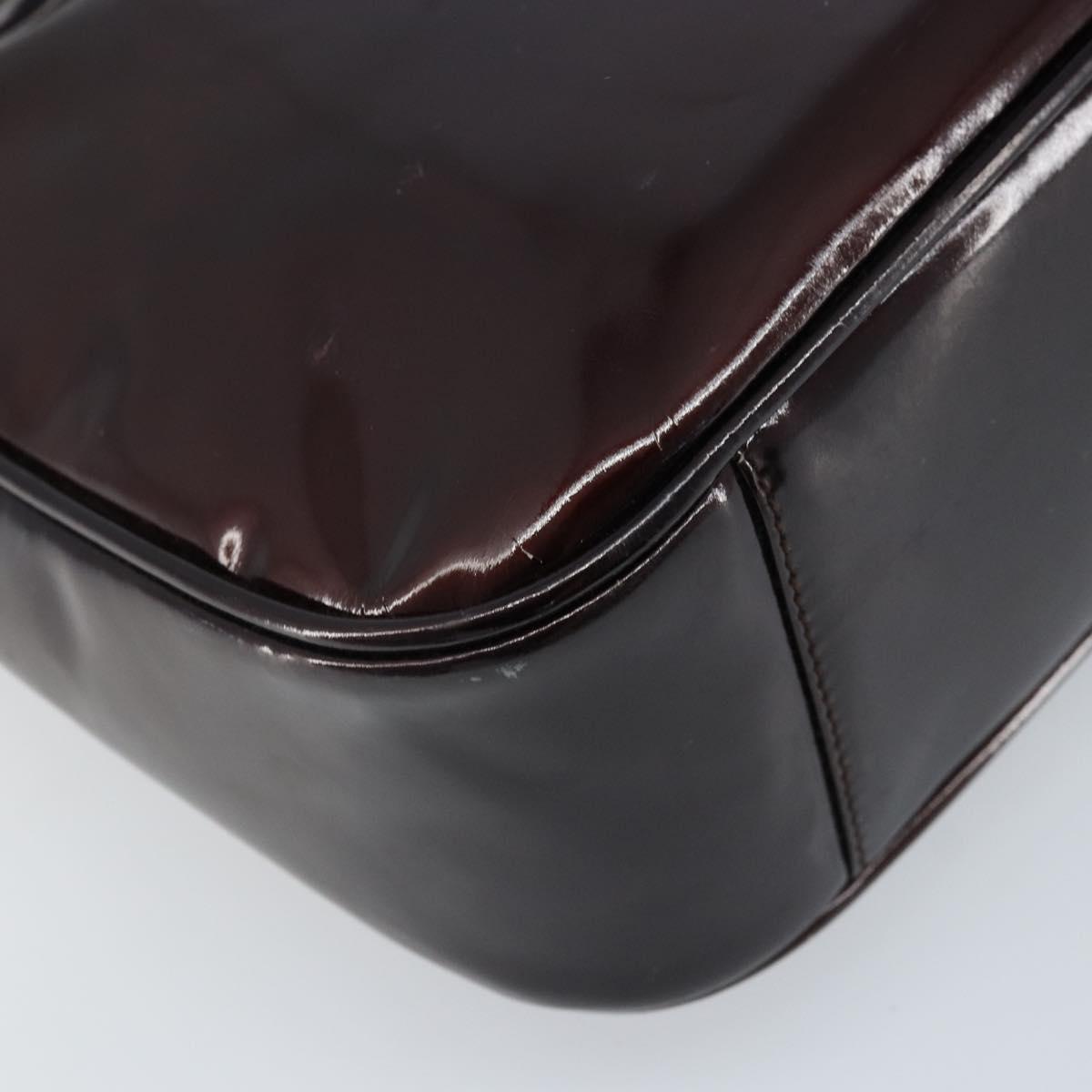 GUCCI Bamboo Hand Bag Patent leather 2way Brown Gold 001 1705 1638 Auth ti3749