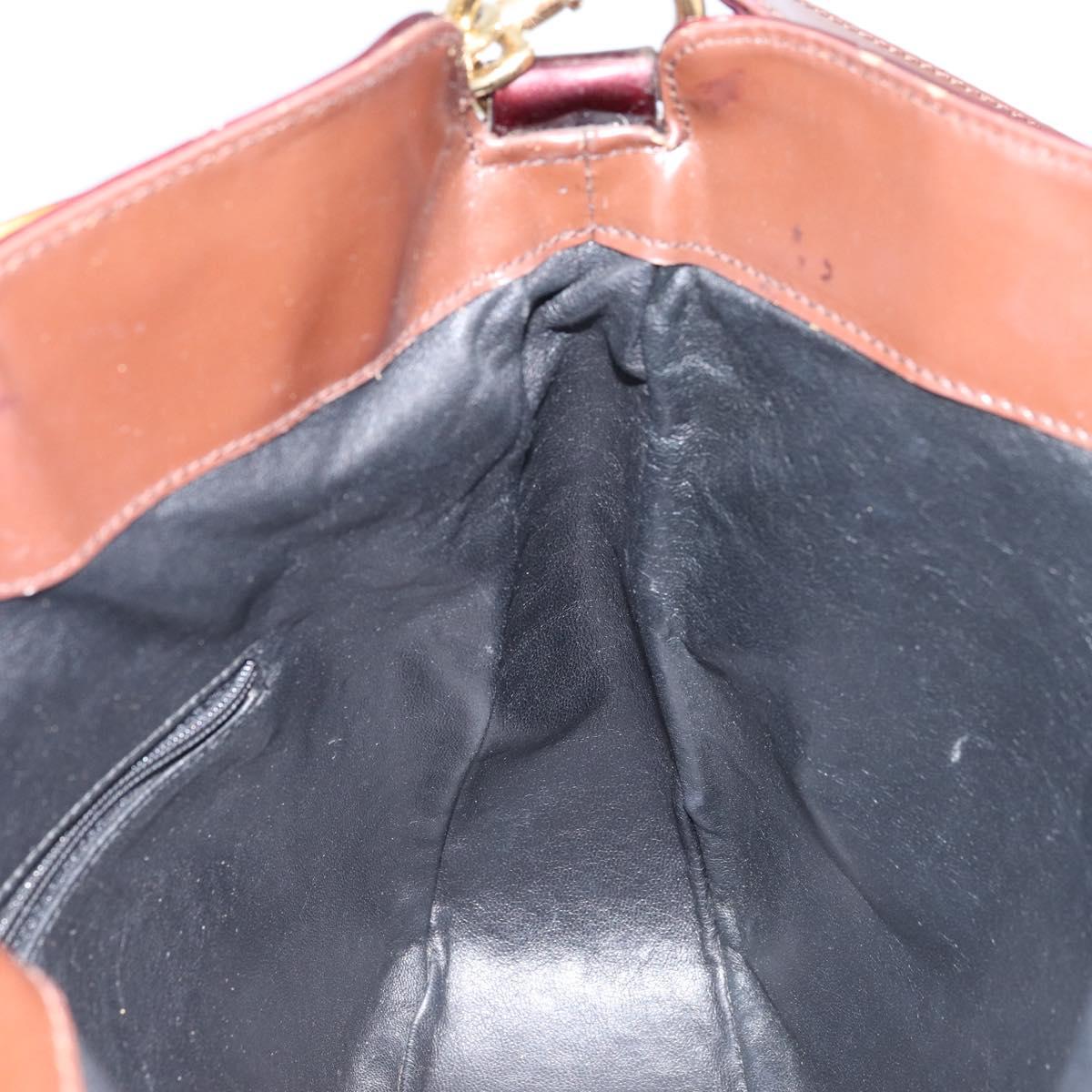 GUCCI Bamboo Hand Bag Patent leather 2way Brown Gold 001 1705 1638 Auth ti3749