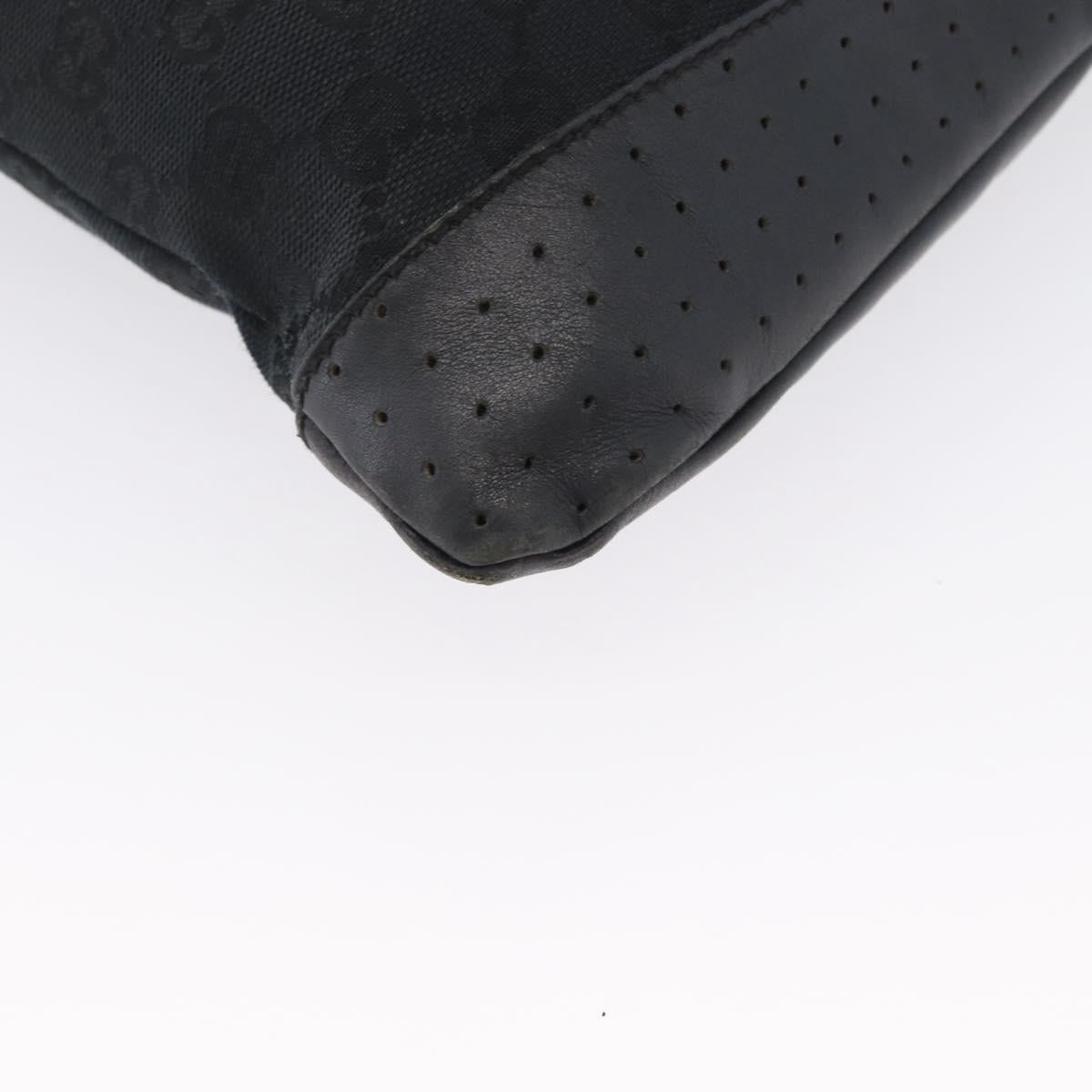 GUCCI GG Canvas Shoulder Bag Black Silver 145857 Auth ti3750