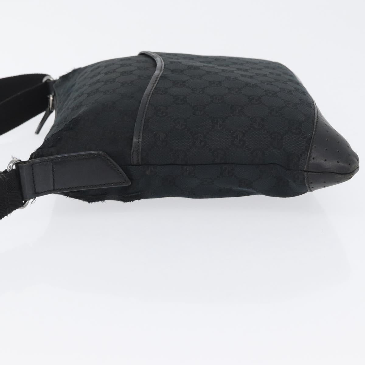 GUCCI GG Canvas Shoulder Bag Black Silver 145857 Auth ti3750