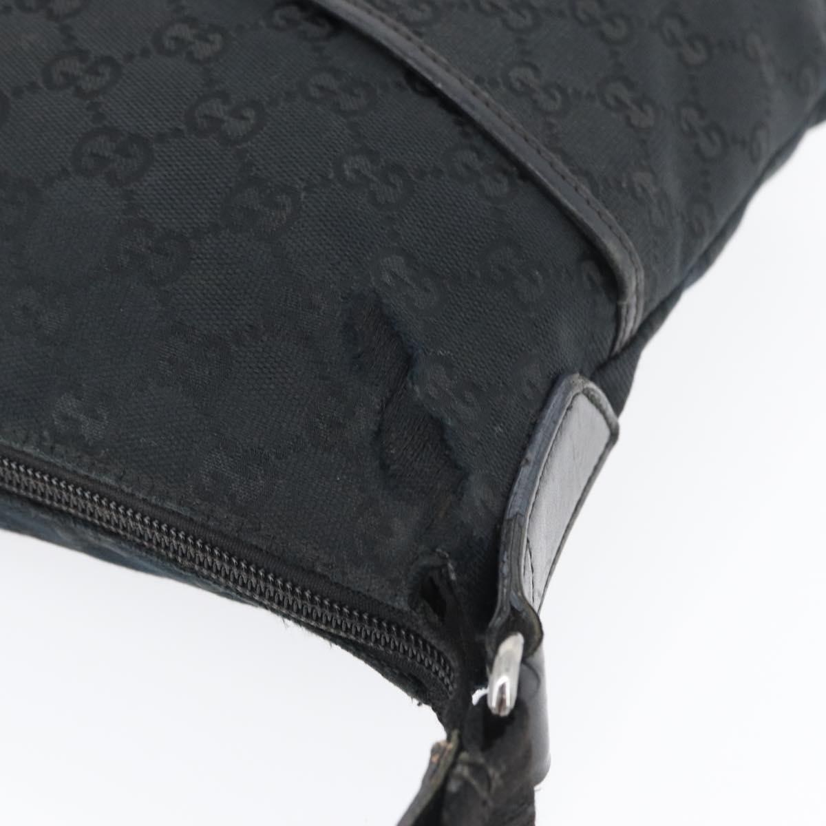 GUCCI GG Canvas Shoulder Bag Black Silver 145857 Auth ti3750