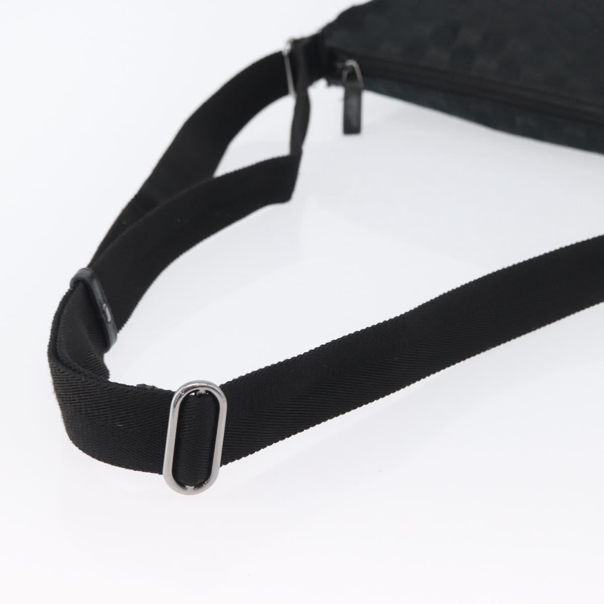GUCCI GG Canvas Shoulder Bag Black Silver 145857 Auth ti3750