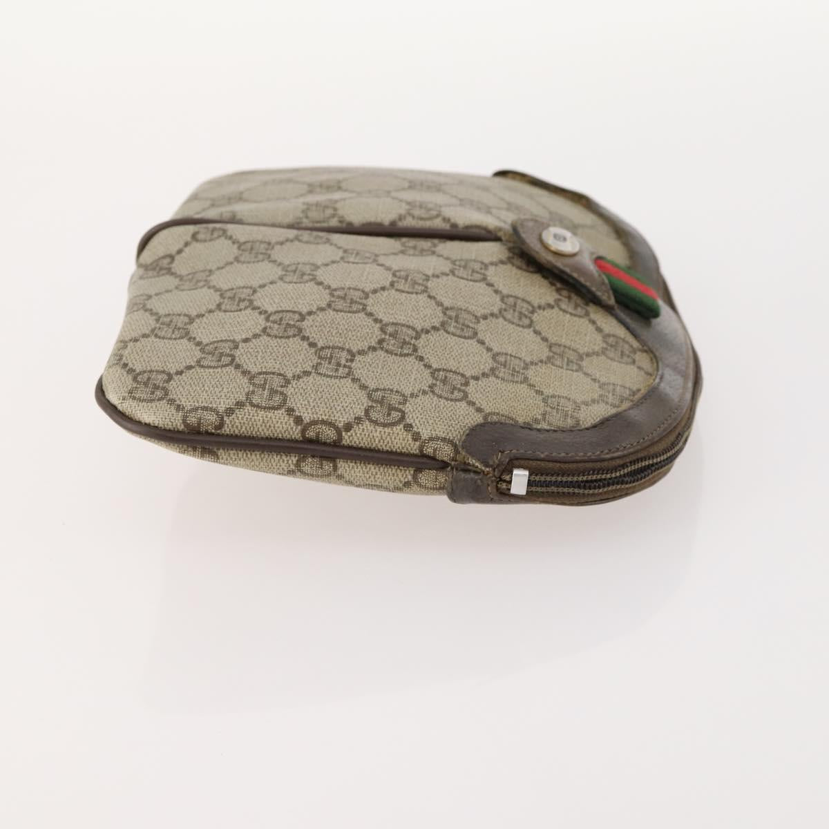 GUCCI GG Supreme Web Sherry Line Pouch Clutch Bag PVC 2 Set Beige Auth ti3752