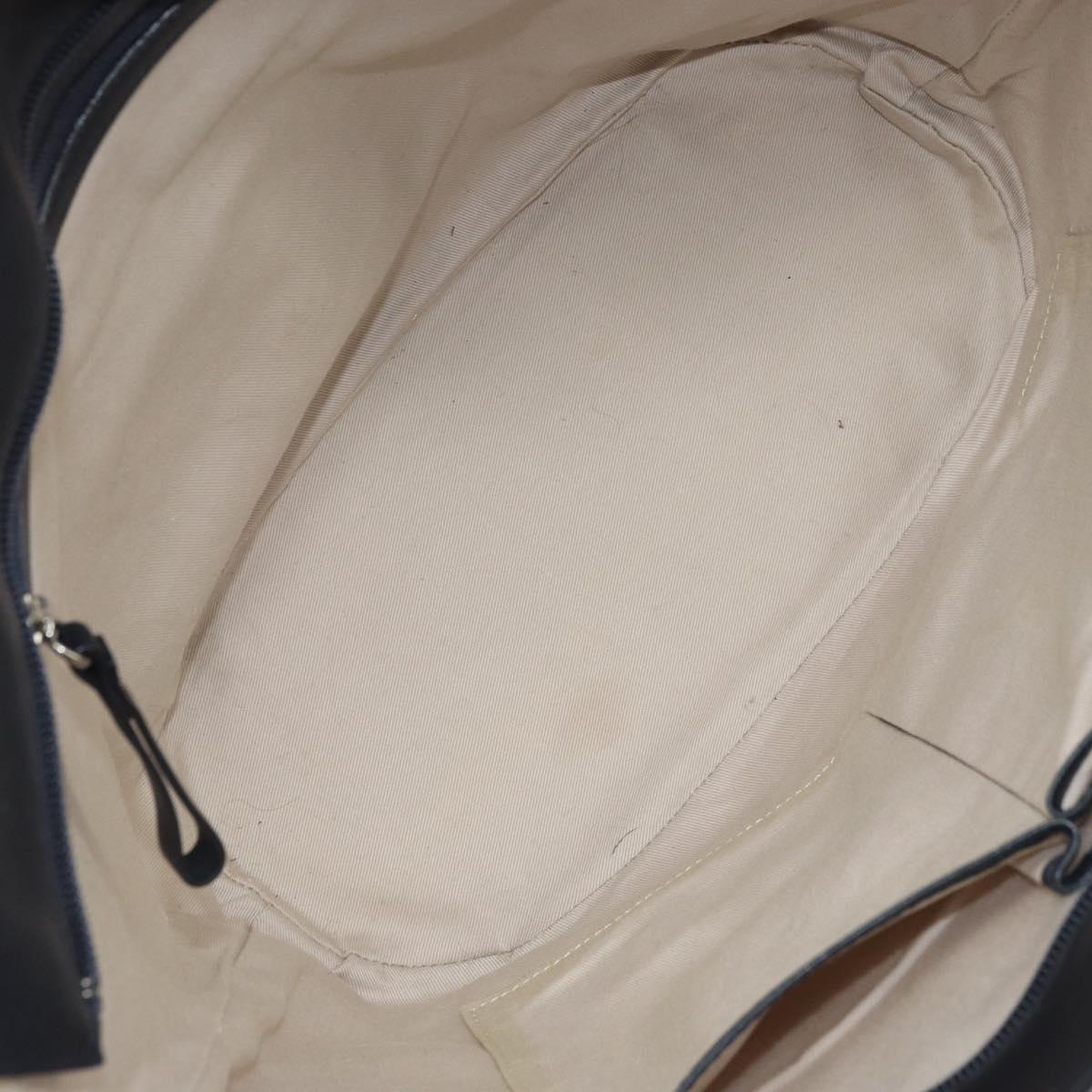 BURBERRY Tote Bag Canvas Leather White Silver gold Auth ti3757