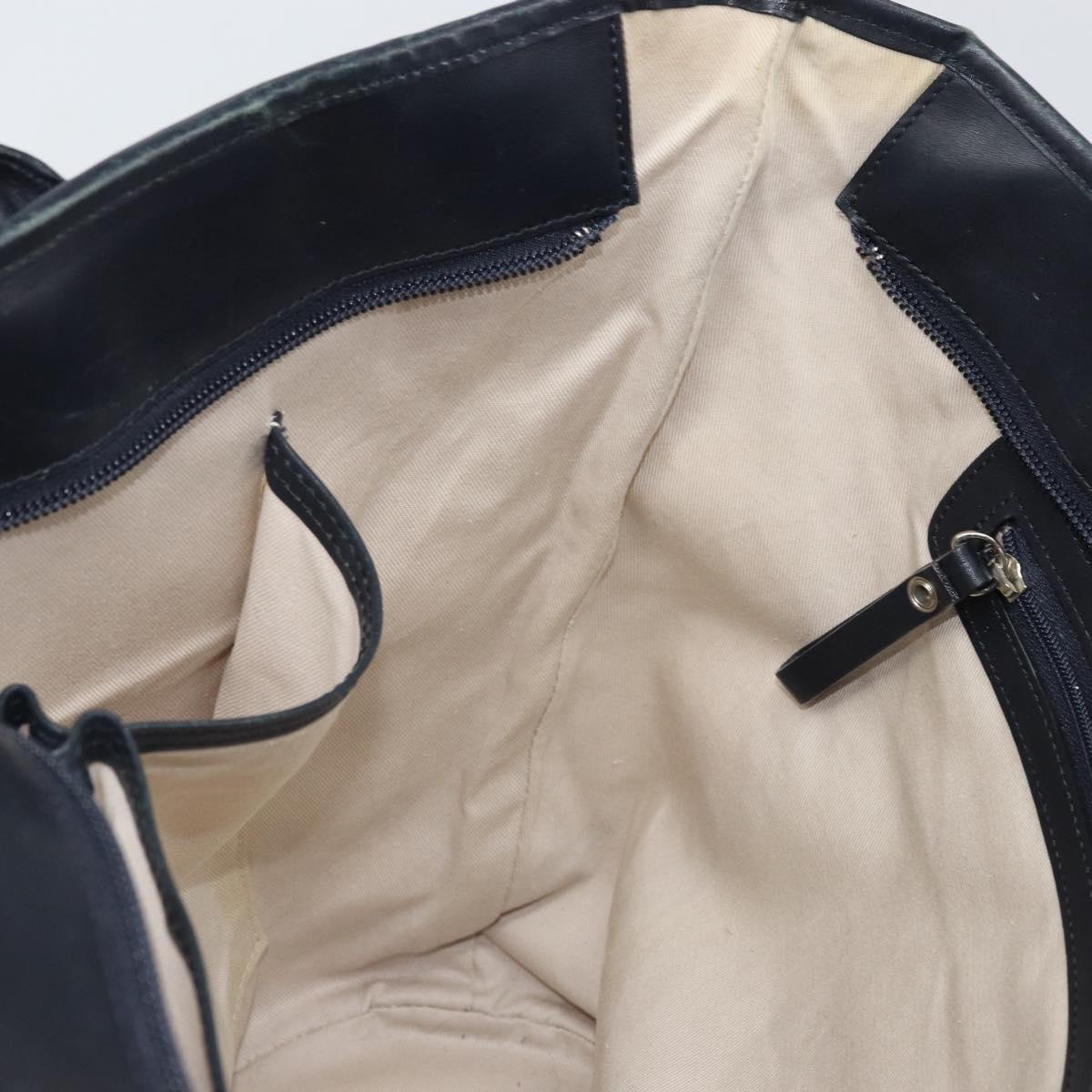 BURBERRY Tote Bag Canvas Leather White Silver gold Auth ti3757