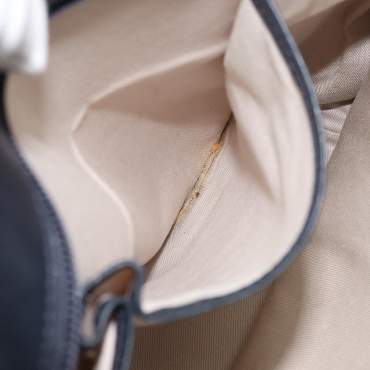 BURBERRY Tote Bag Canvas Leather White Silver gold Auth ti3757